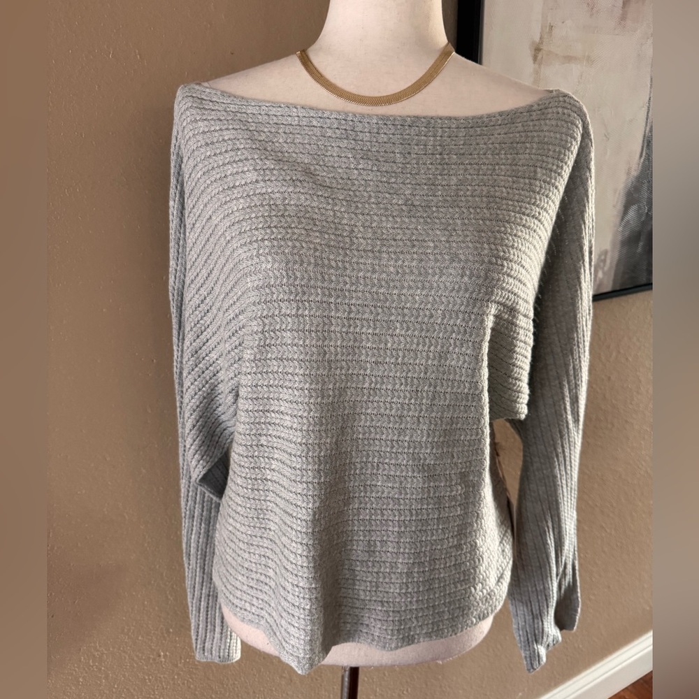 Gray Women's Knit Lightweight Boat Neckline Sweater